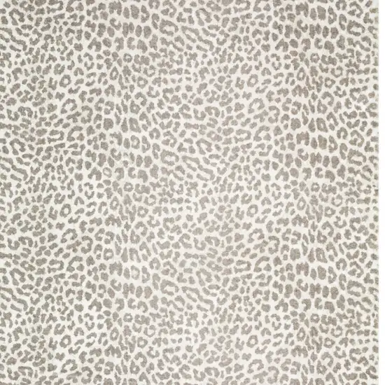 Beige and Cream Leopard  Print Shag Handmade Non Skid Runner Rug Photo 3