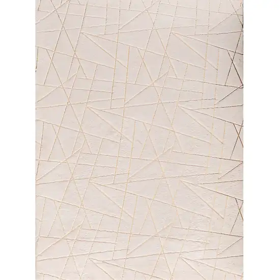 Beige and Gold Faux Fur Abstract Shag Non Skid Area Rug Photo 7