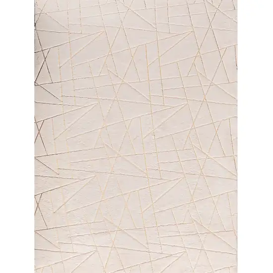 Beige and Gold Faux Fur Abstract Shag Non Skid Area Rug Photo 1