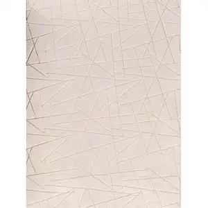 Photo of Beige and Gold Faux Fur Abstract Shag Non Skid Area Rug