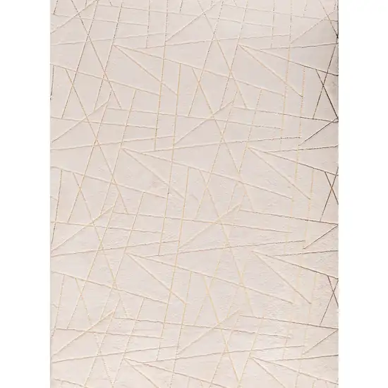 Beige and Gold Faux Fur Abstract Shag Non Skid Area Rug Photo 2