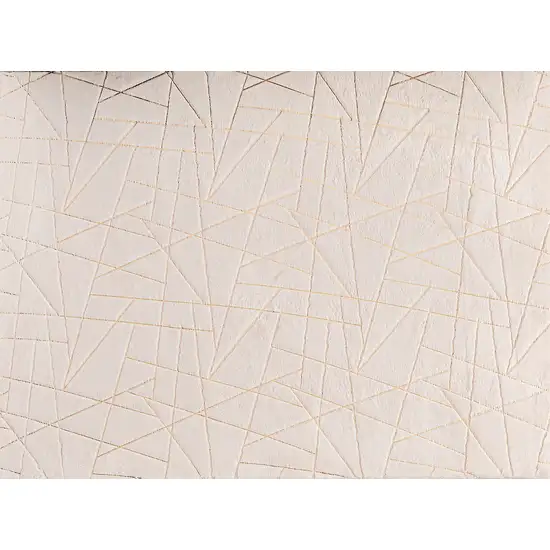 Beige and Gold Faux Fur Abstract Shag Non Skid Area Rug Photo 4