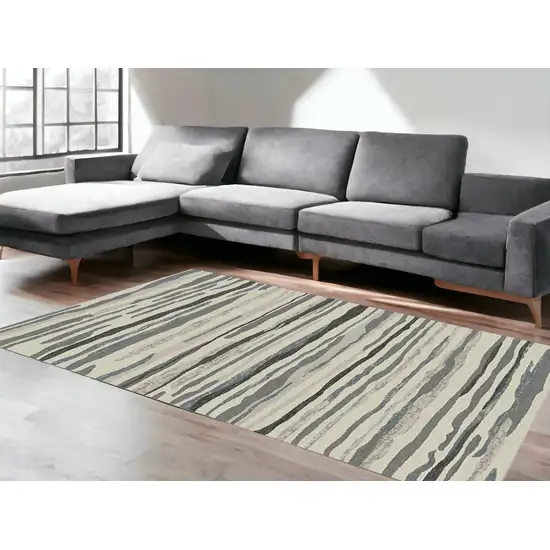 Beige and Gray Abstract Area Rug Photo 1