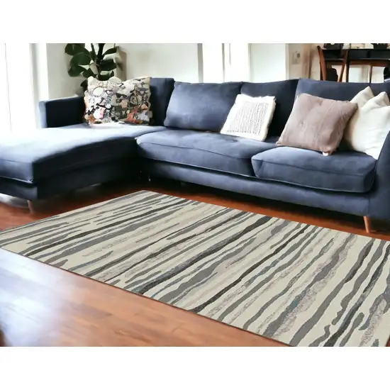 Beige and Gray Abstract Area Rug Photo 1