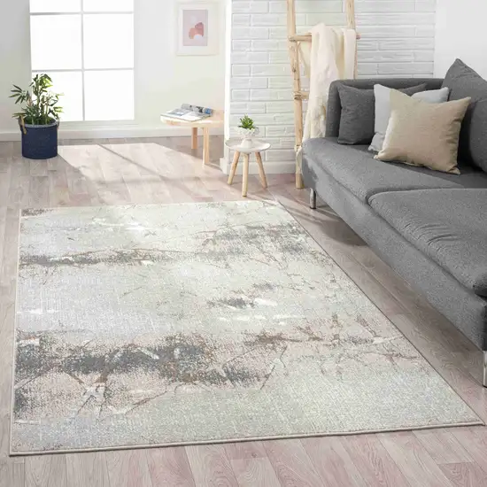 Beige and Gray Abstract Area Rug Photo 6