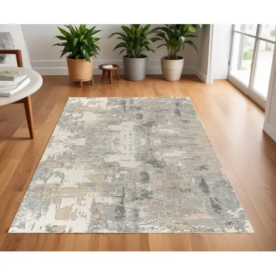 Beige and Gray Abstract Area Rug Photo 1