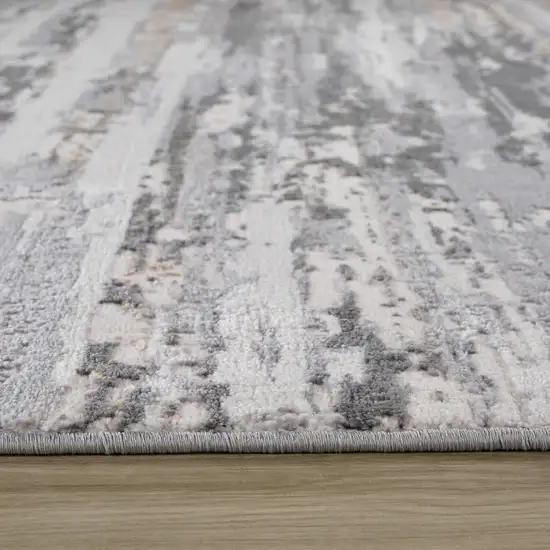 Beige and Gray Abstract Distressed Area Rug Photo 7