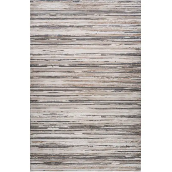 Beige and Gray Abstract Distressed Area Rug Photo 2