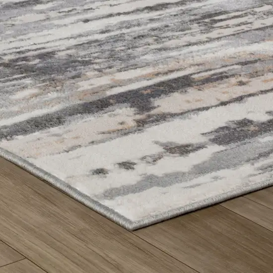 Beige and Gray Abstract Distressed Area Rug Photo 4