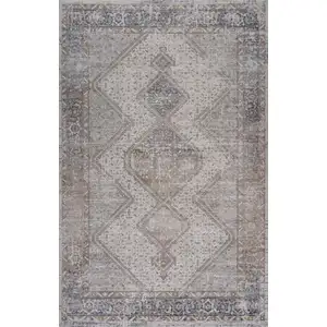 Photo of Beige and Gray Abstract Distressed Area Rug