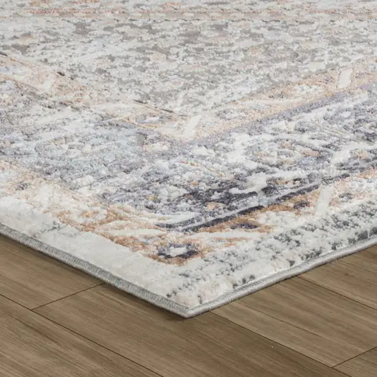 Beige and Gray Abstract Distressed Area Rug Photo 7