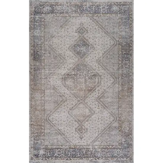 Beige and Gray Abstract Distressed Area Rug Photo 4