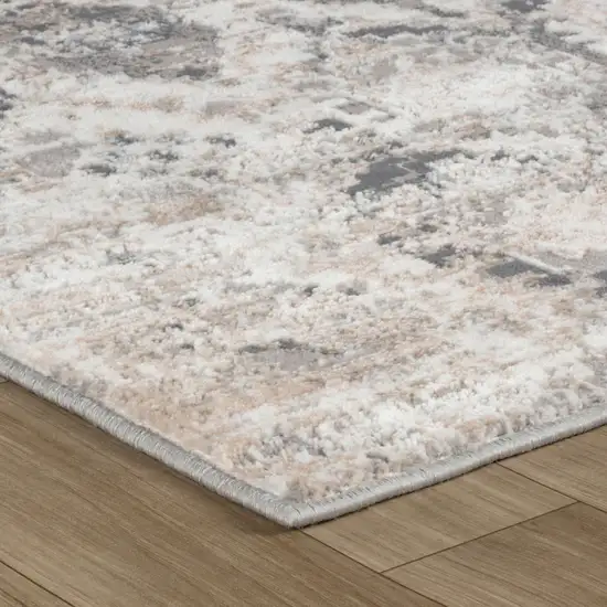 Beige and Gray Abstract Distressed Area Rug Photo 9