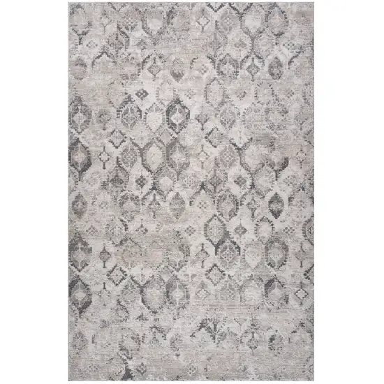 Beige and Gray Abstract Distressed Area Rug Photo 6