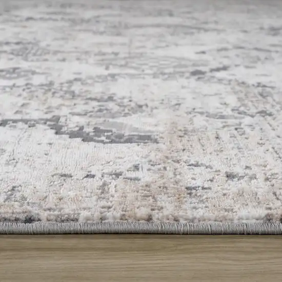 Beige and Gray Abstract Distressed Area Rug Photo 9