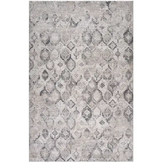 Beige and Gray Abstract Distressed Area Rug Photo 2