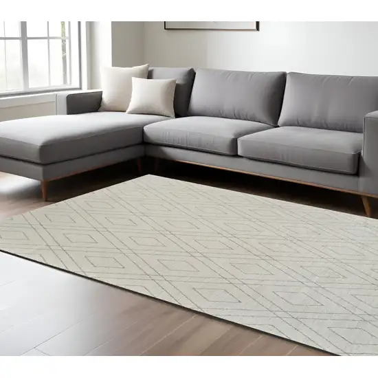 Beige and Gray Abstract Non Skid Area Rug Photo 1