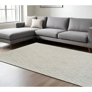 Photo of Beige and Gray Abstract Non Skid Area Rug