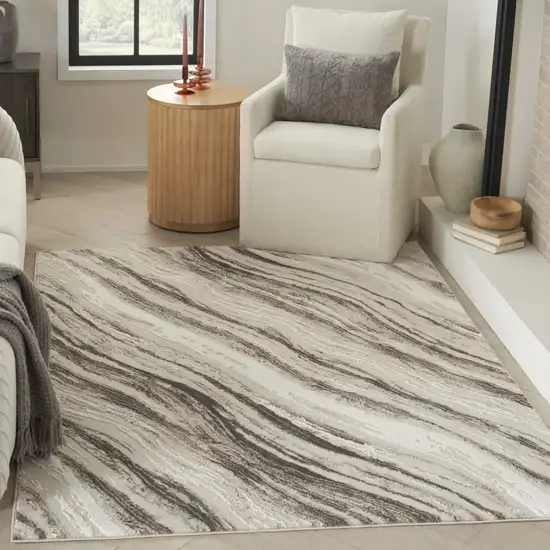 Beige and Gray Abstract Non Skid Area Rug Photo 9