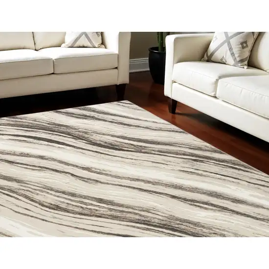 Beige and Gray Abstract Non Skid Area Rug Photo 1