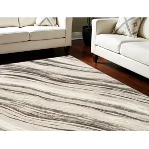 Photo of Beige and Gray Abstract Non Skid Area Rug