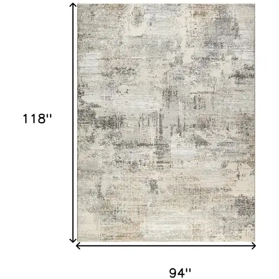 Beige and Gray Abstract Non Skid Area Rug Photo 3