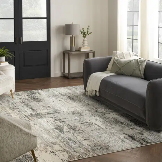 Beige and Gray Abstract Non Skid Area Rug Photo 8