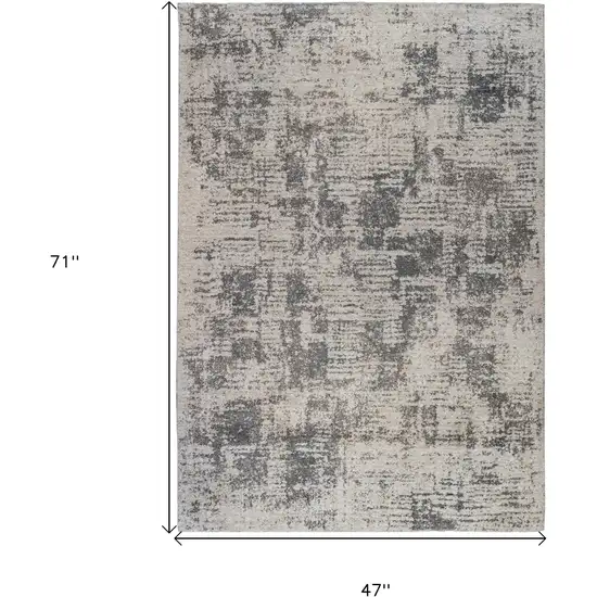 Beige and Gray Abstract Power Loom Area Rug Photo 9