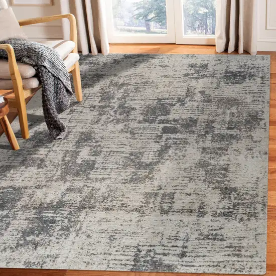 Beige and Gray Abstract Power Loom Area Rug Photo 8