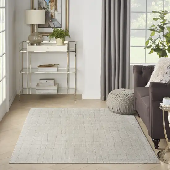 Beige and Gray Abstract Power Loom Area Rug Photo 8