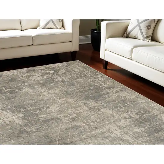 Beige and Gray Abstract Power Loom Area Rug Photo 1