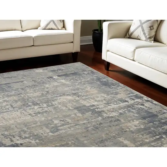 Beige and Gray Abstract Power Loom Area Rug Photo 1