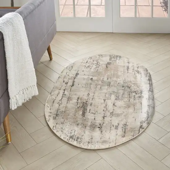 Beige and Gray Abstract Power Loom Area Rug Photo 9