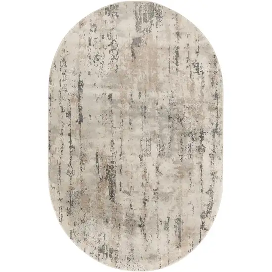 Beige and Gray Abstract Power Loom Area Rug Photo 2