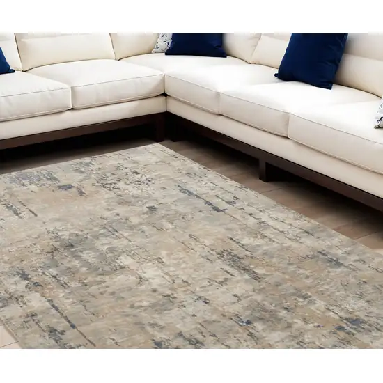 Beige and Gray Abstract Power Loom Area Rug Photo 1