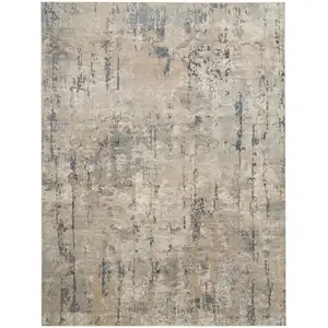 Photo of Beige and Gray Abstract Power Loom Area Rug