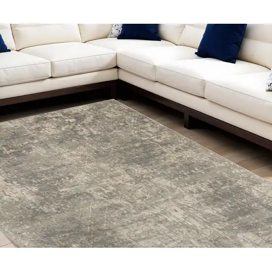 Beige and Gray Abstract Power Loom Area Rug Photo 1