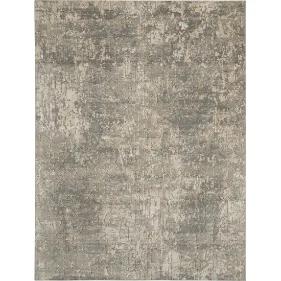 Beige and Gray Abstract Power Loom Area Rug Photo 2