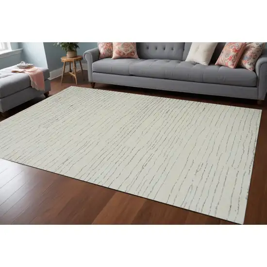 Beige and Gray Abstract Power Loom Distressed Area Rug Photo 1