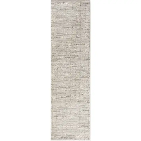 Beige and Gray Abstract Power Loom Runner Rug Photo 2