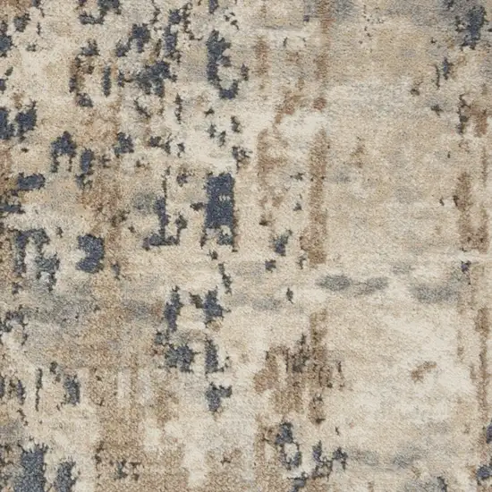 Beige and Gray Abstract Power Loom Runner Rug Photo 8