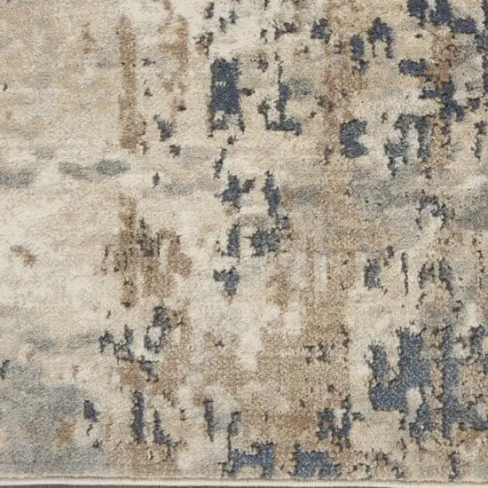 Beige and Gray Abstract Power Loom Runner Rug Photo 4