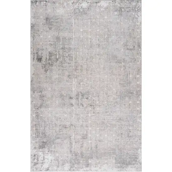 Beige and Gray Abstract Worn Faded Area Rug Photo 2