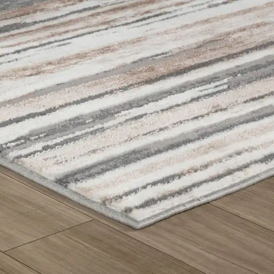 Beige and Gray Abstract Worn Faded Area Rug Photo 6