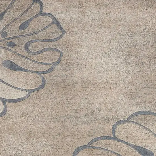 Beige and Gray Botanical Leaves Area Rug Photo 5