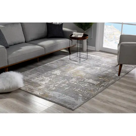 Beige and Gray Distressed Area Rug Photo 11