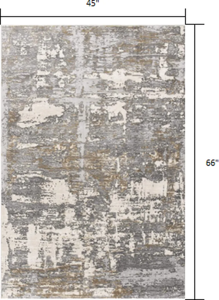 Beige and Gray Distressed Area Rug Photo 2