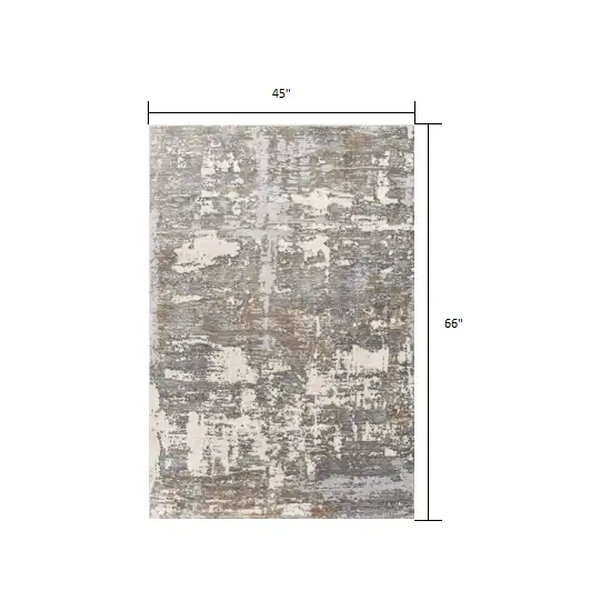 Beige and Gray Distressed Area Rug Photo 2