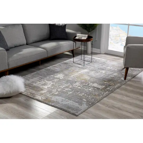 Beige and Gray Distressed Area Rug Photo 10