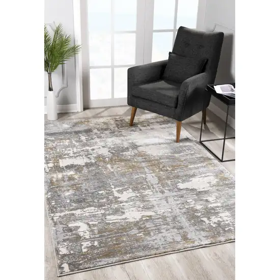 Beige and Gray Distressed Area Rug Photo 9